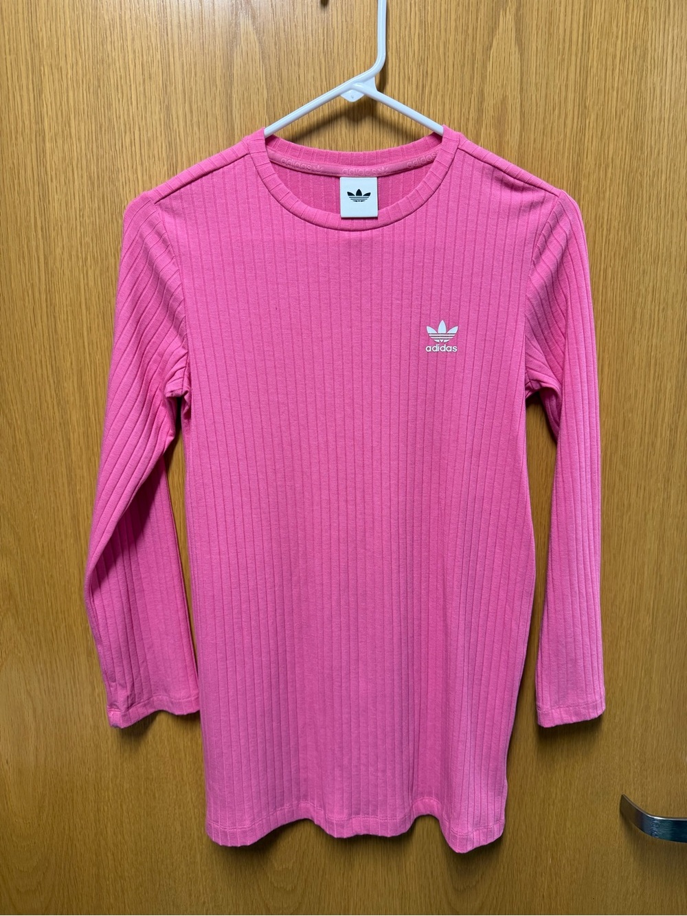 Adidas Originals Pink Ribbed Long Sleeve Top Girls 9-10Y